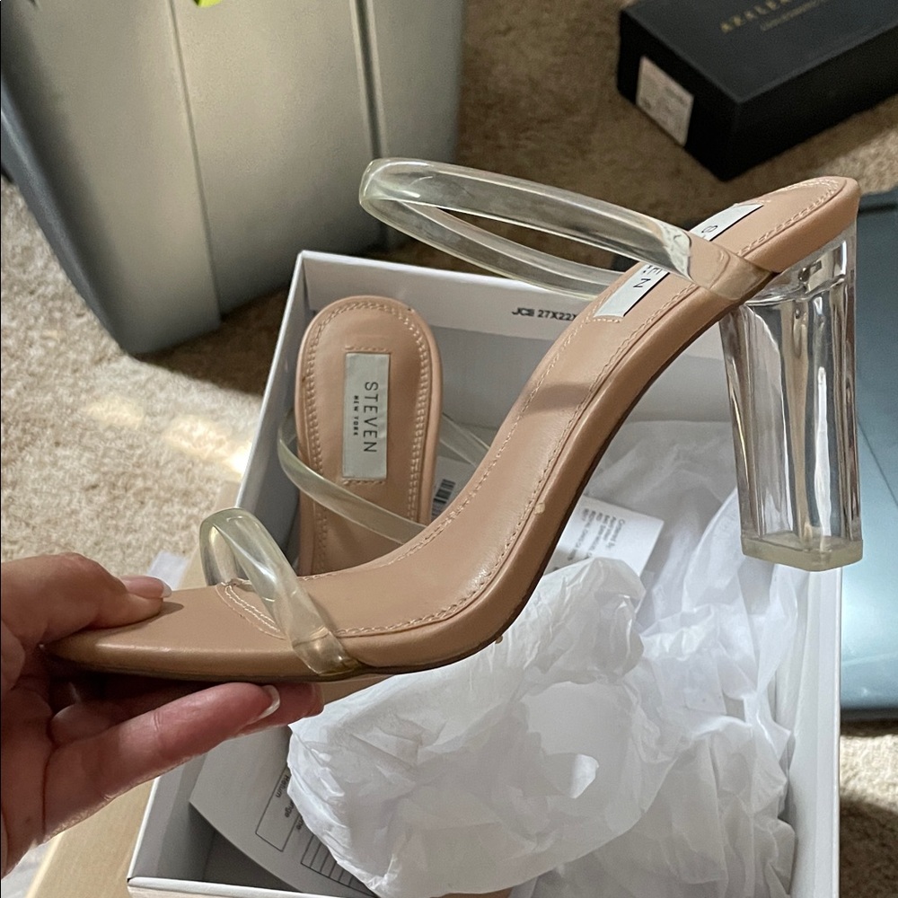 Steven Nude Women's Heels with Transparent Straps - Picture 2 of 4